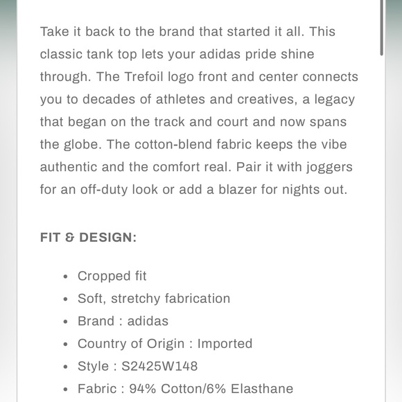 Adidas Originals Trefoil Tank Top Crop High Neck Purple Violet Lavender XS S M - Picture 7 of 7